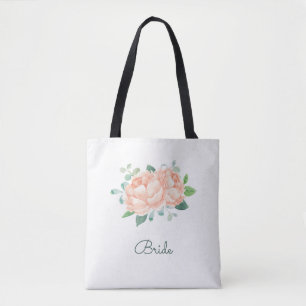 Tote Bag Peach Peony Flowers Nuptiale
