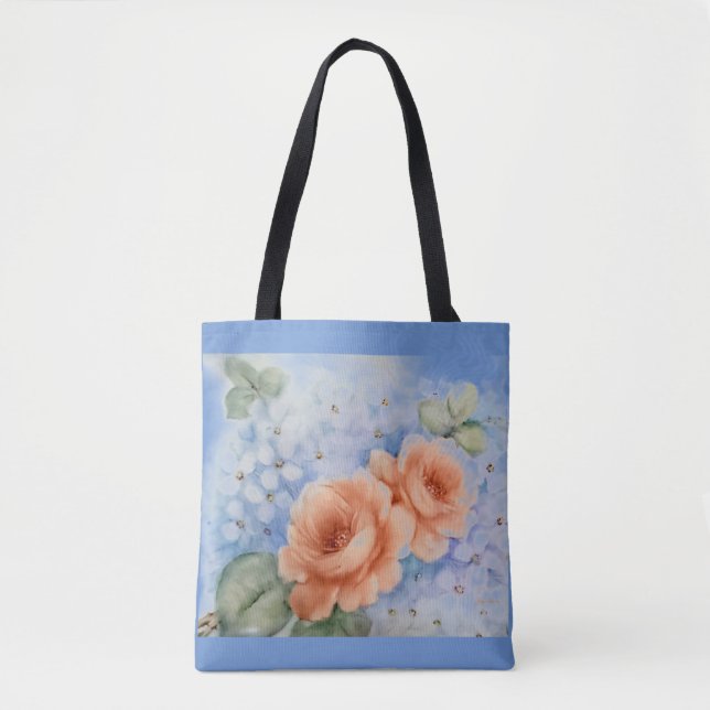 Tote Bag Peach Roses aquarelle Fourre-tout (Devant)