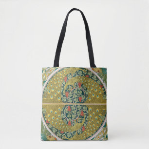 Tote Bag Peacock Art Nouveau Style rond design complexe