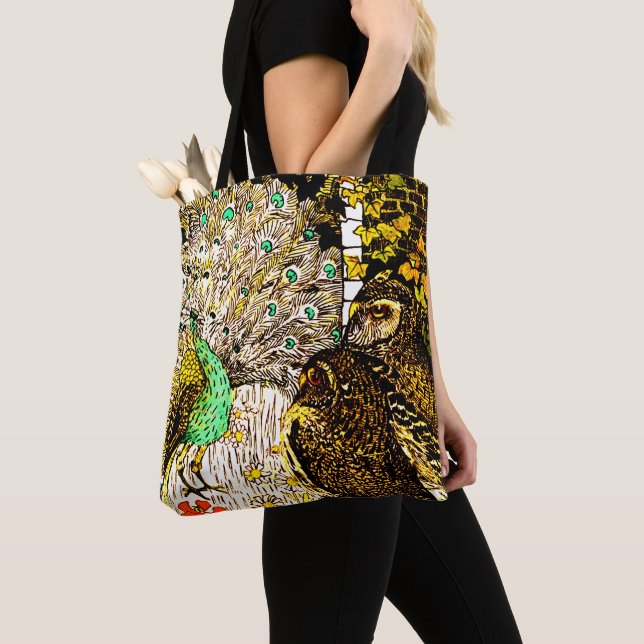 Tote Bag Peacock et Owls Art nouveau néerlandais (De près)