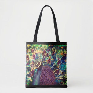 Tote Bag Peacock kaleidoscope coloré boho artistique