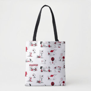 Tote Bag PEANUTS   Motif rouge et noir