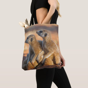 Tote Bag Peau de Meerkats de bébé sous leurs parents