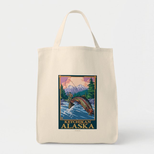 Tote Bag Pêche à la mouche - Ketchikan, Alaska (Devant)
