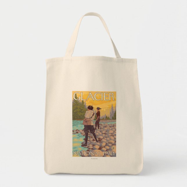 Tote Bag Pêche à la mouche - Parc national du Glacier, MT (Devant)