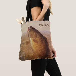 Tote Bag Pêche à l'ancienne, Achigan à petite bouche bondis