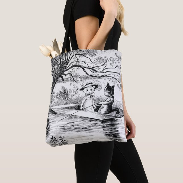 Tote Bag Pêche avec Lover, Louis Wain (De près)