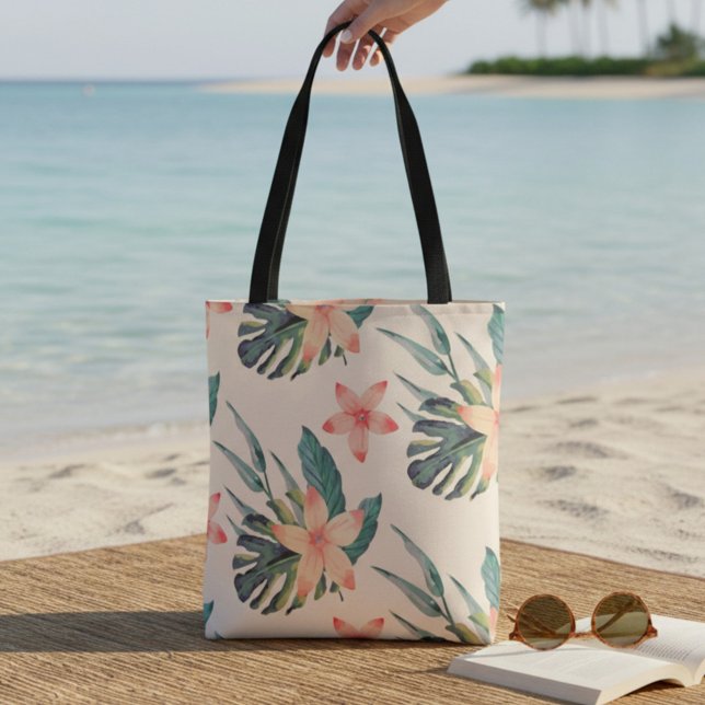 Tote Bag Pêche et vert tropical (Créateur téléchargé)