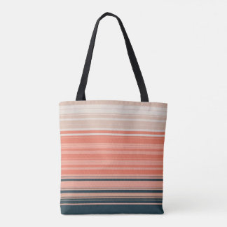Tote Bag Pêche légère, corail et motif rayé orange
