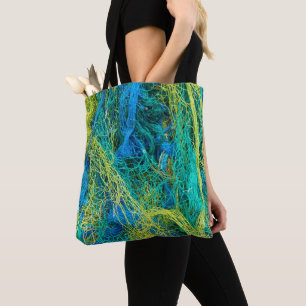 Tote Bag Pêche Net bleu et jaune