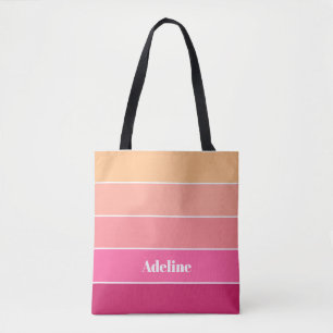 Tote Bag pêche rose Personnalisé Couleur Été Blocage Bandes