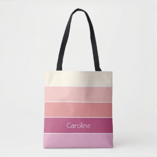 Tote Bag pêche rose Personnalisé Couleur Été Blocage Bandes