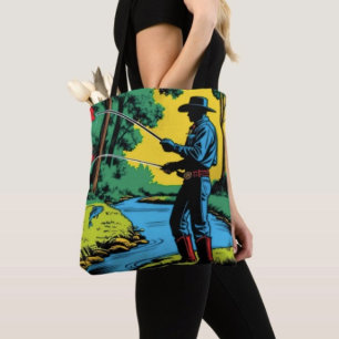 Tote Bag Pêcheur Cow-boy sur la rive