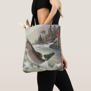 Tote Bag Pêcheur vintage de truite arc-en-ciel Pêche du poi
