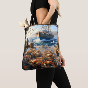 Tote Bag Pêcheurs à la Twilight ramassant des crabes