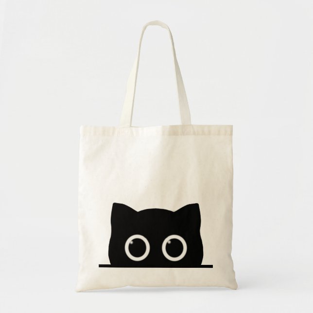 Tote Bag Peeking Black Cat (Devant)