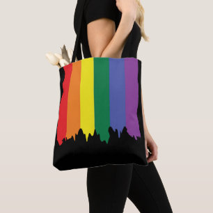 Tote Bag Peinture à goutte arc-en-ciel gay pride
