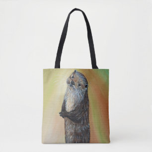 Tote Bag Peinture à la loutre de la rivière debout