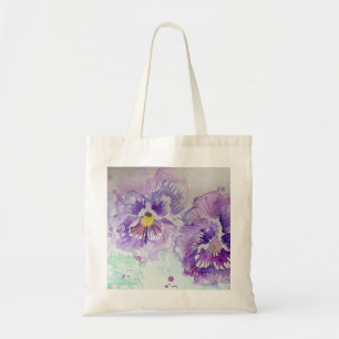 Tote Bag Peinture à l'aquarelle florale de Pansy violet