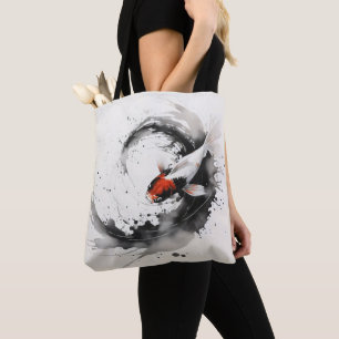 Tote Bag Peinture à l'encre de carpe koï
