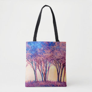 Tote Bag Peinture à l'huile d'arbres colorés. Image Abstrai