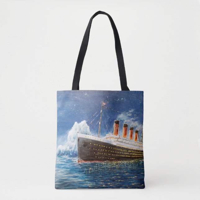 Tote Bag  peinture à l'huile sur Titanic et iceberg dans l' (Devant)