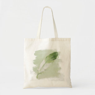 Tote Bag Peinture à l'huile texturée plume verte Sage