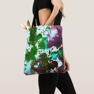 Tote Bag Peinture Abstraite colorée vert et violet