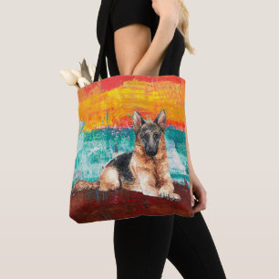 Tote Bag Peinture Abstraite de Berger Allemand Artistique 