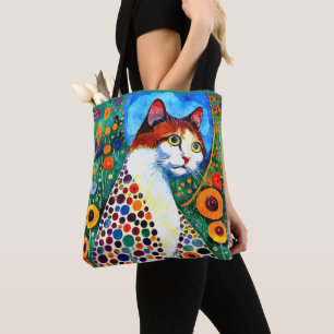 TOTE BAG PEINTURE ABSTRAITE ET COLORÉE D'UN CHAT