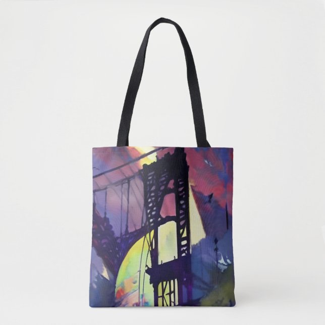 Tote Bag Peinture Abstraite pont Manhattan (Devant)