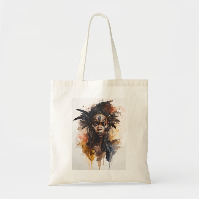 Tote Bag Peinture aquarelle, Belles femmes de la tribu afri (Devant)