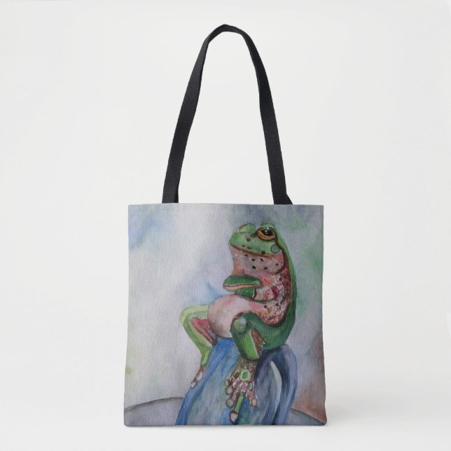 Tote Bag Peinture aquarelle de grenouille Fourre-tout (Devant)