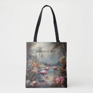 Tote Bag Peinture botanique d'art vintage de flamants tropi