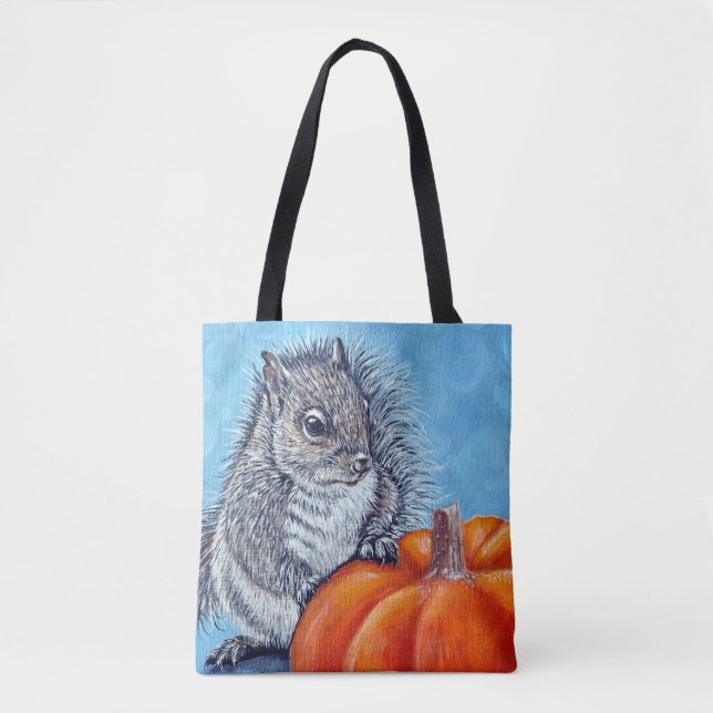 Tote Bag Peinture Citrouille écureuil (Devant)