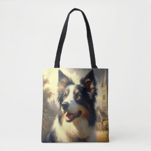 Tote Bag Peinture Collie vintage