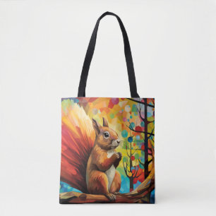 Tote Bag Peinture colorée de l'écureuil
