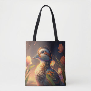 Tote Bag Peinture d'animaux d'oiseaux de canard Peinture d'