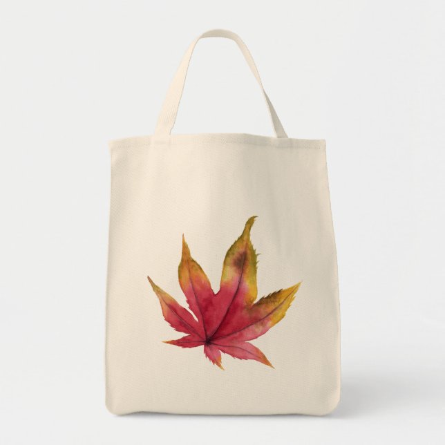 Tote Bag Peinture d'aquarelle de feuille d'érable d'automne (Devant)