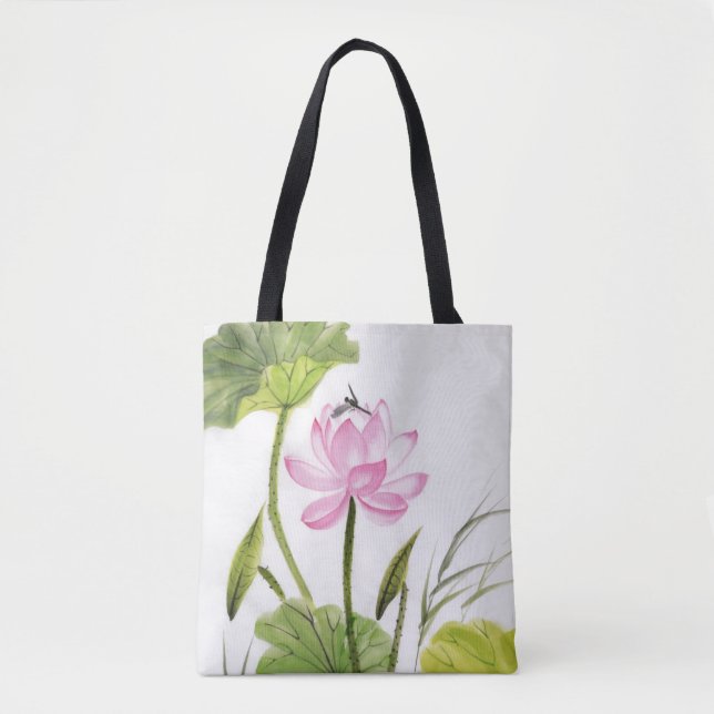 Tote Bag Peinture d'aquarelle de la fleur de Lotus 2 2 (Devant)