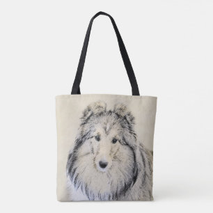 Tote Bag Peinture de chien de berger de Shetland - art