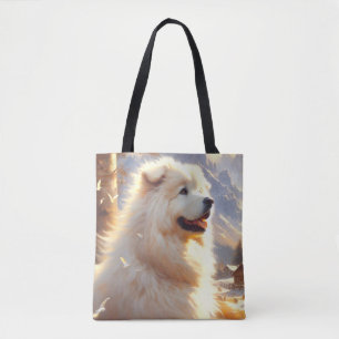 Tote Bag Peinture de chien vintage des Grands Pyrénées