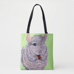 Tote Bag Peinture de Chinchilla à la poitrine molle