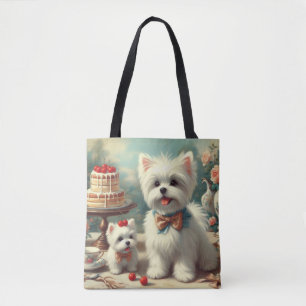 Tote Bag Peinture de chiot maltais mignon