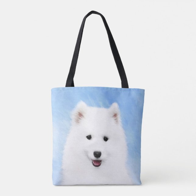 Tote Bag Peinture de chiot Samoyé - Beau art original de ch (Dos)