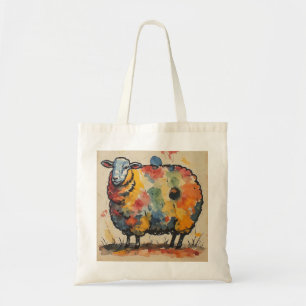 Tote Bag Peinture de mouton à l'aquarelle ludique