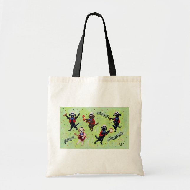 Tote Bag Peinture de musiciens de Labrador de mambo (Devant)