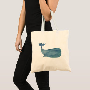 Tote Bag Peinture de silhouette de baleine Océan