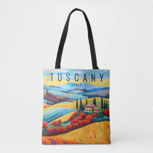 Tote Bag Peinture de Toscane au coucher du soleil Italie