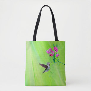 Tote Bag Peinture des colibris et des petits pois